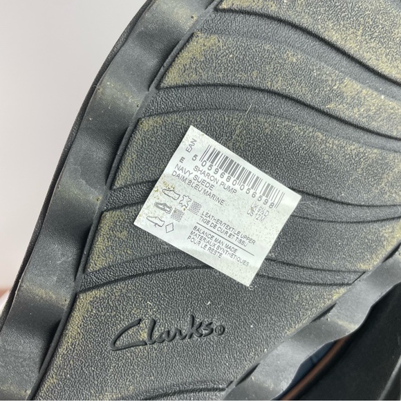 Clarks Navy Blue Suede Sharon Wedge Pump Loafer - Picture 7 of 7